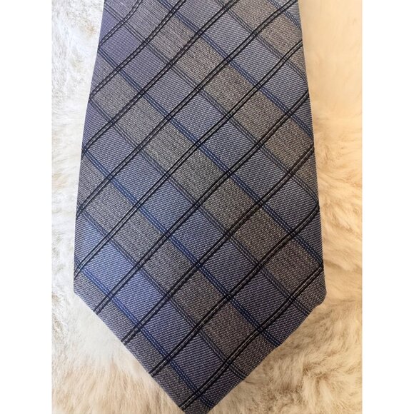 Calvin Klein Mens Blue Plaid Silk Tie Classic Fit Formal Business Accessory New - Picture 2 of 5